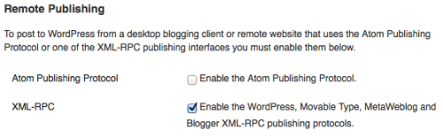 XML RPC Settings In WordPress