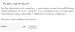 Two-Factor Authentication Enabled