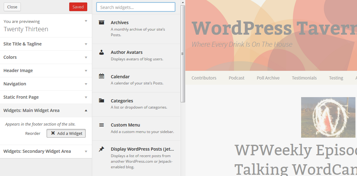 WordPress 3.9 Live Widget Previews
