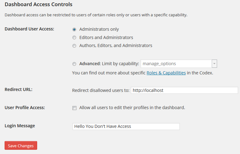 Settings To Control Who Has Access To The Dashboard