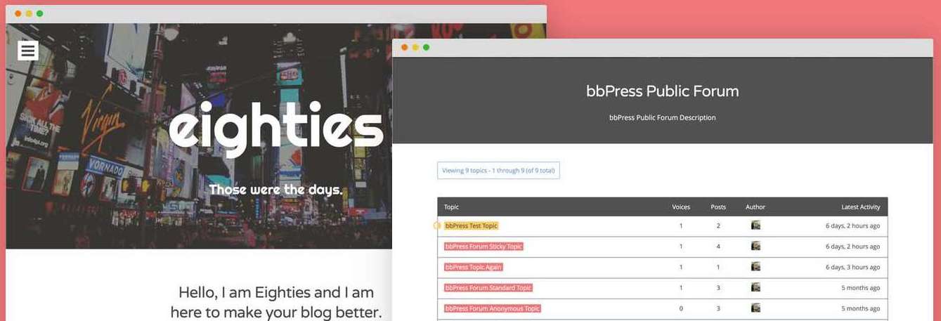 Free bbPress Add-on Now Available For Eighties WordPress Theme