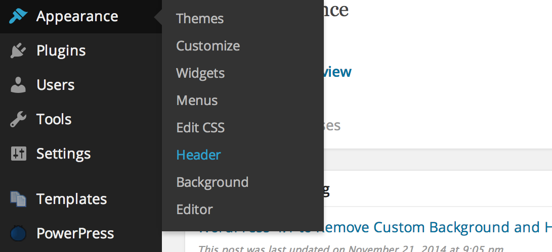 WordPress 4.1 to Remove Custom Background and Header Admin Screens