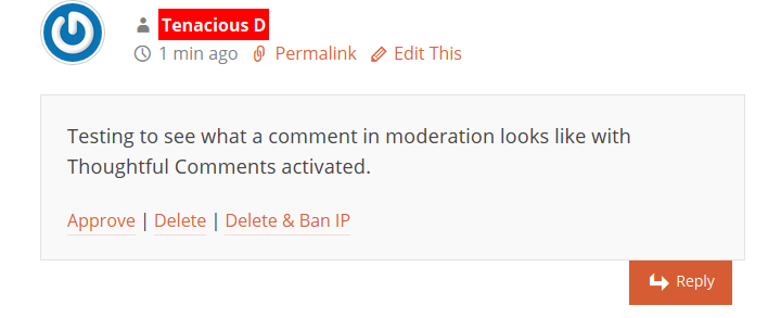 Comment in Moderation Status