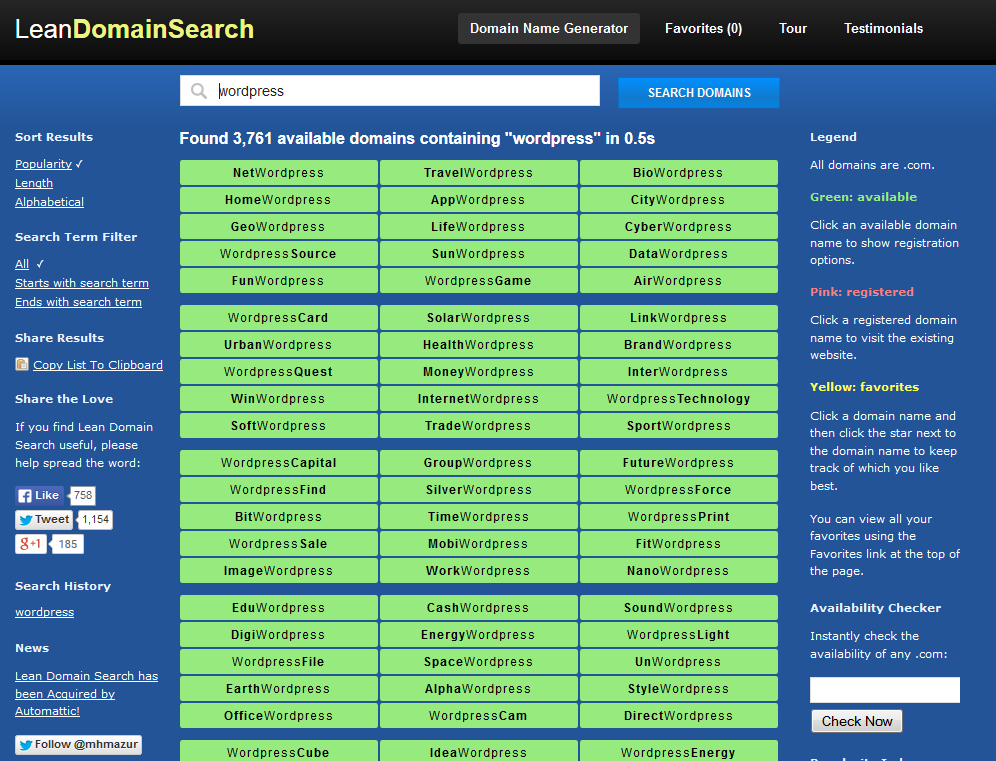 Lean Domain Search Results