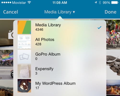 WP For iOS 5.4 Media Library Selection