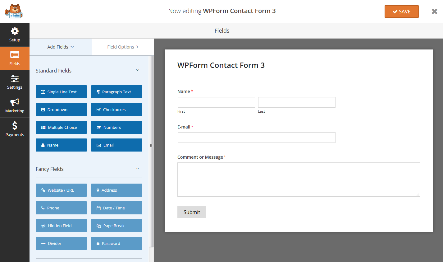 WPForm Simple Contact Form Template