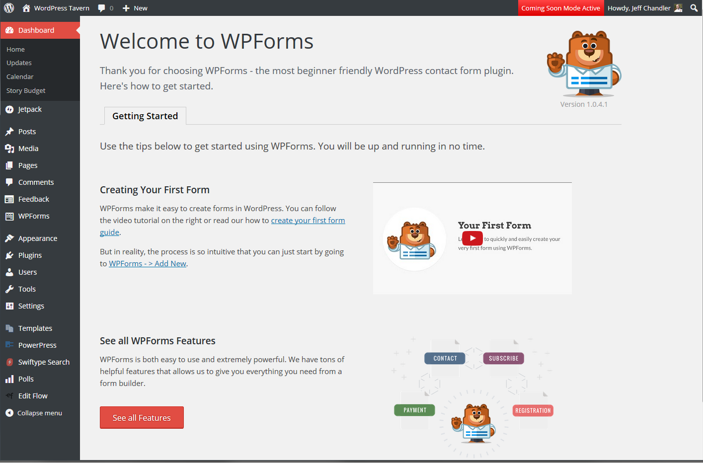 WP Forms Introduction Screen