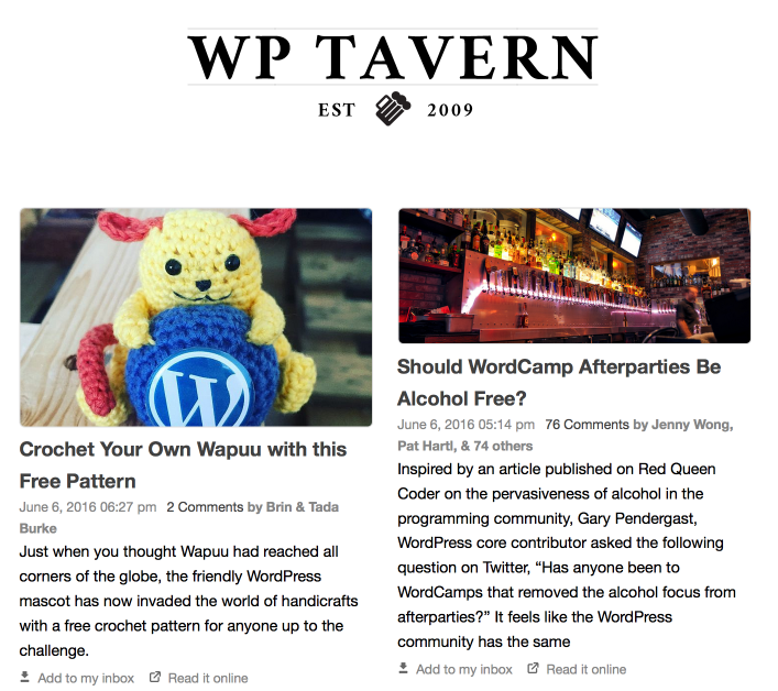 WP Tavern Digest Email