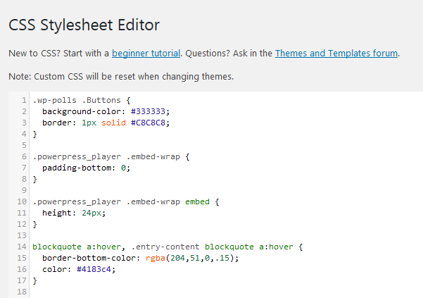 Jetpack's Edit CSS Module