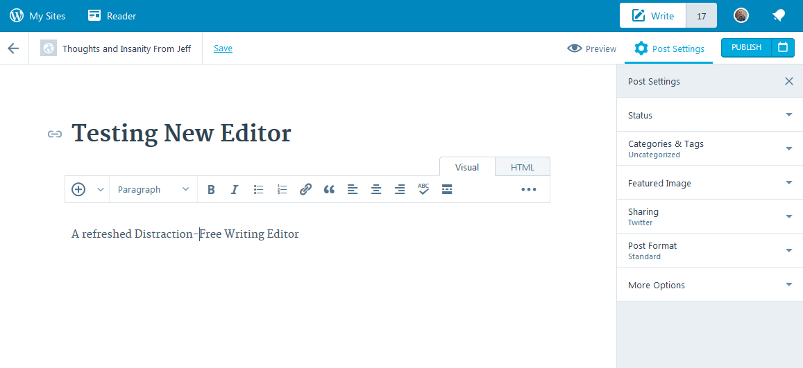 New WordPress.com Post Editor
