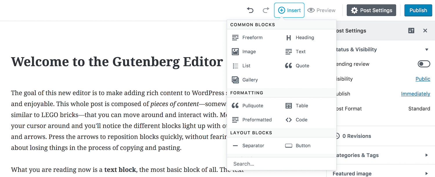 WordPress’ New Gutenberg Editor Now Available as a Plugin for Testing