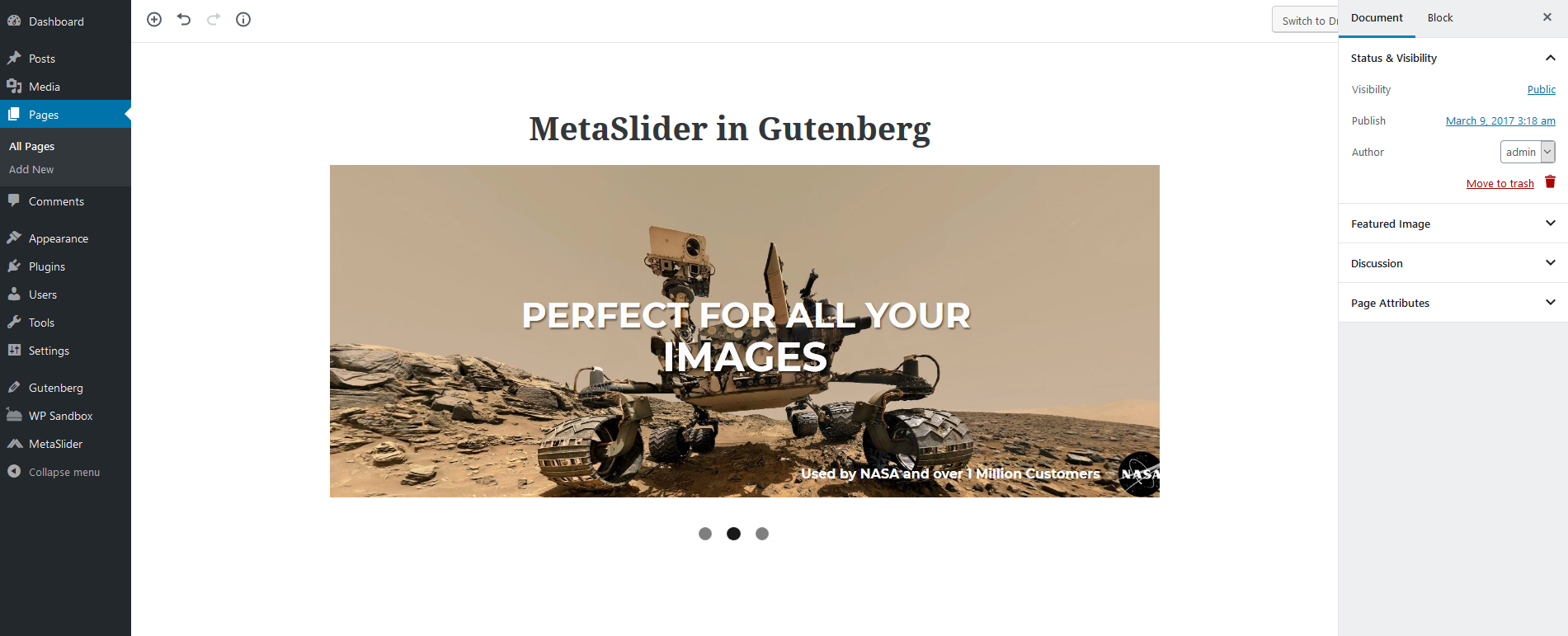 MetaSlider Plugin Adds Gutenberg Block for Inserting Sliders
