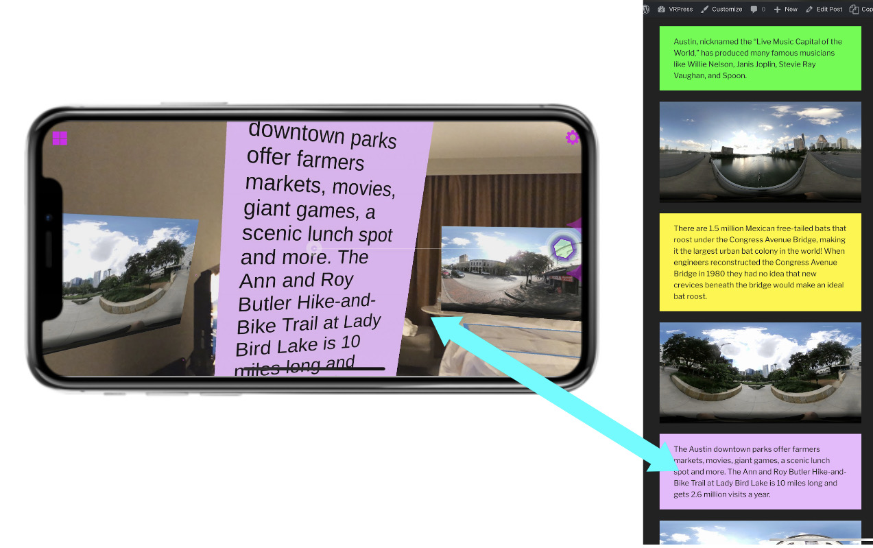 Example showing relation of website and AR experience.