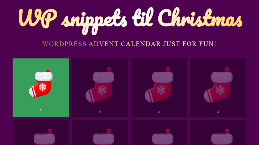 Screenshot of the WP snippets 'til Christmas website.