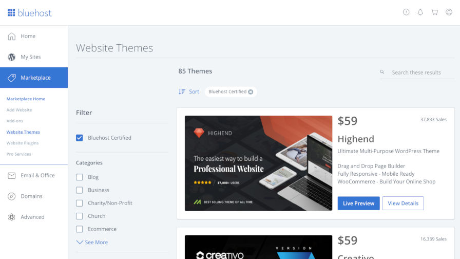 Bluehost Launches Premium WordPress Theme Marketplace to Customers
