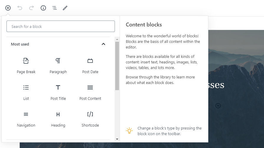 Gutenberg 7.6 Includes Rotating Tips List and New Full-Site Editing Blocks