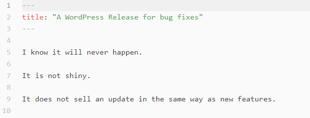 Screenshot of article on a bug-fix-only release of WordPress.