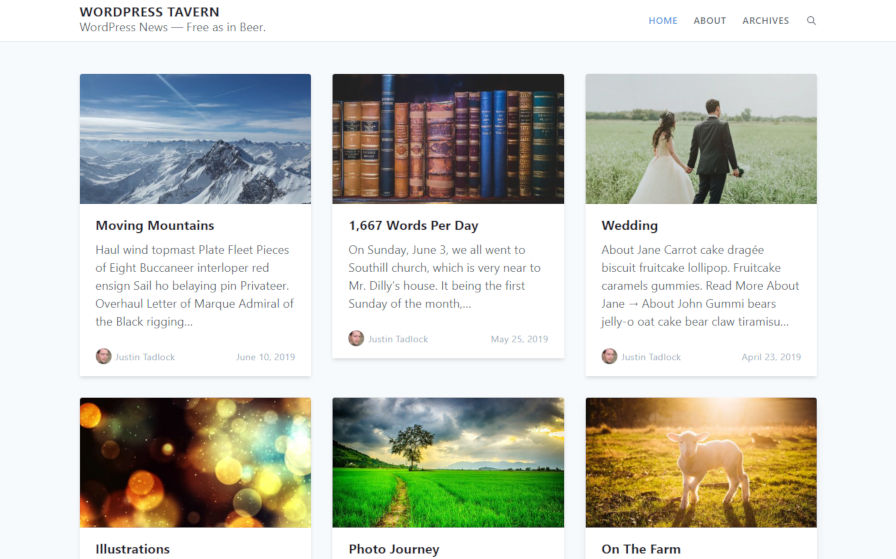 Grid Card layout for archive pages with the eStar WordPress theme.