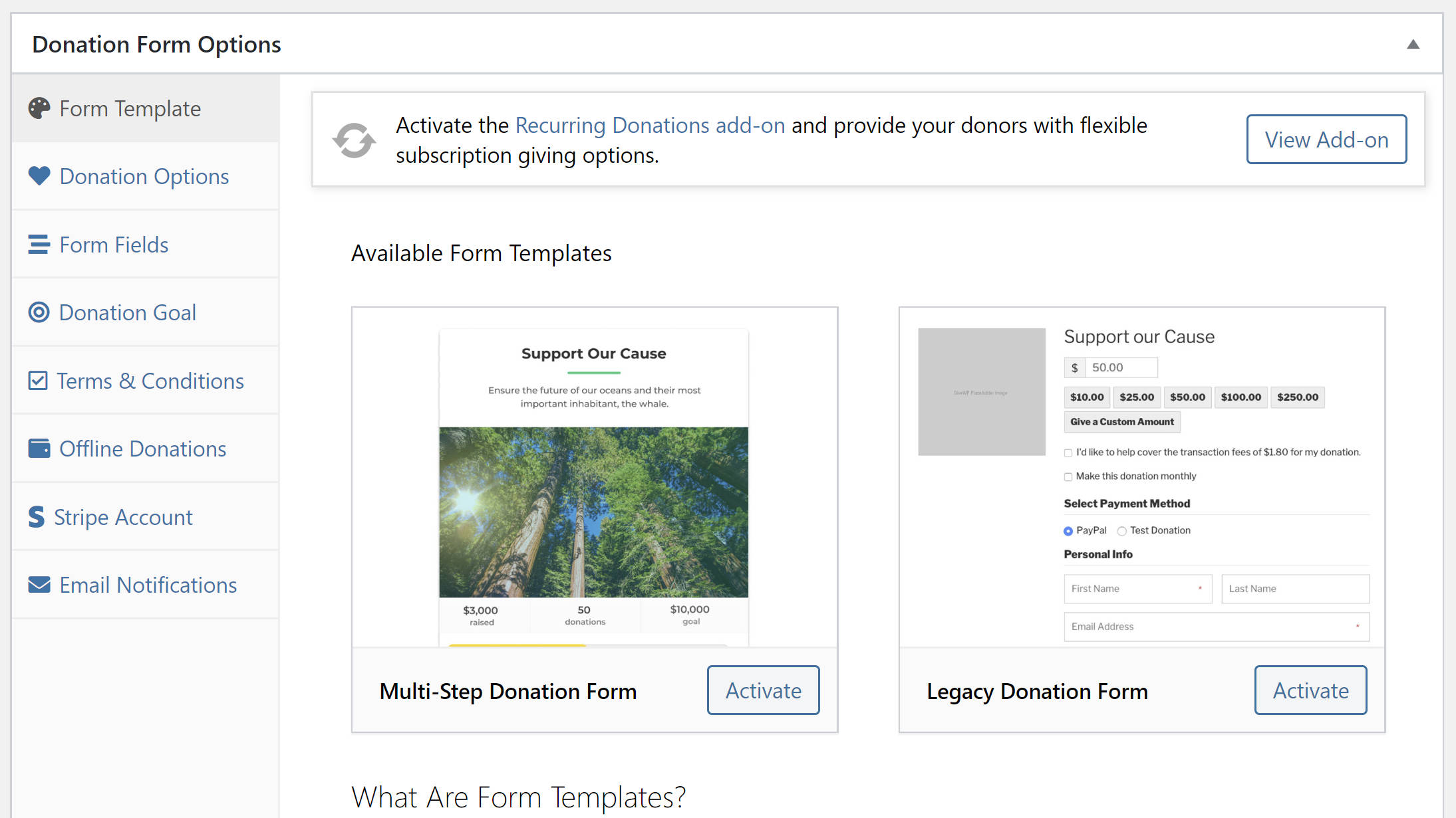 GiveWP 2.7 Adds Donation Form Templates and Per-Form Stripe Connections
