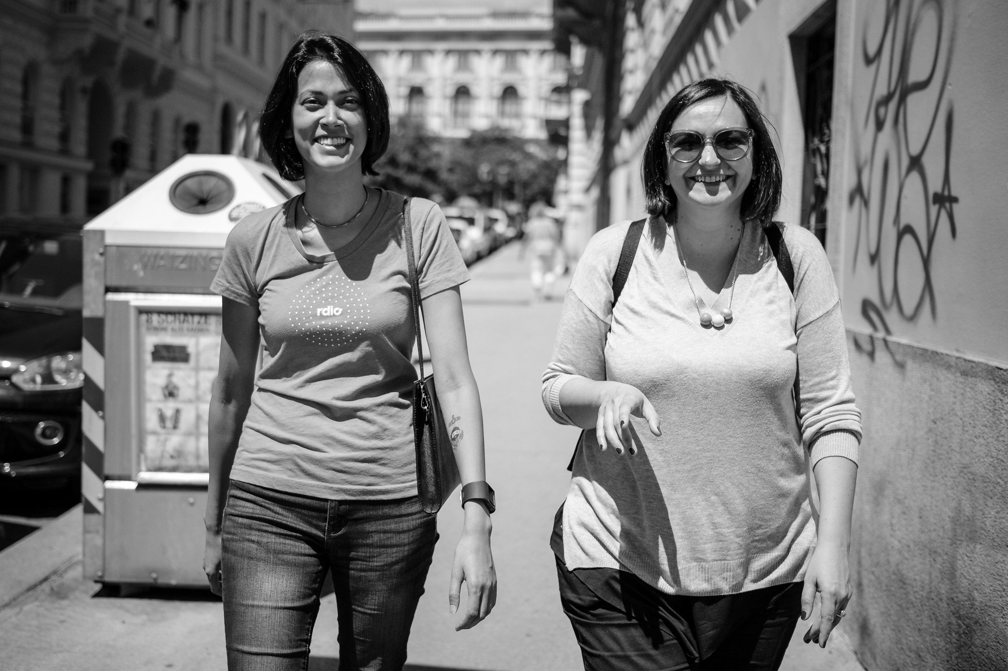 Josepha Haden and Francesca Marano walking around Vienna