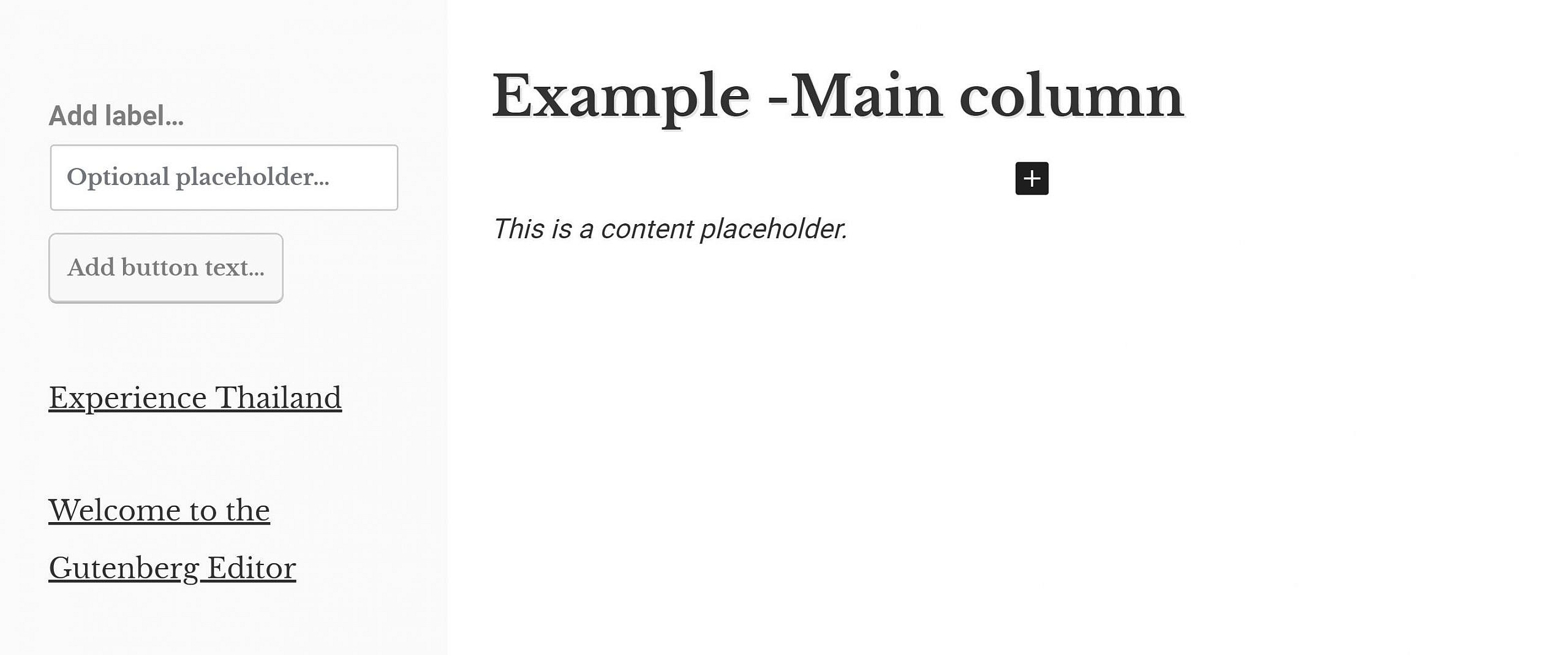 Sidebar and content columns pattern included with the Inclusive WordPress theme.