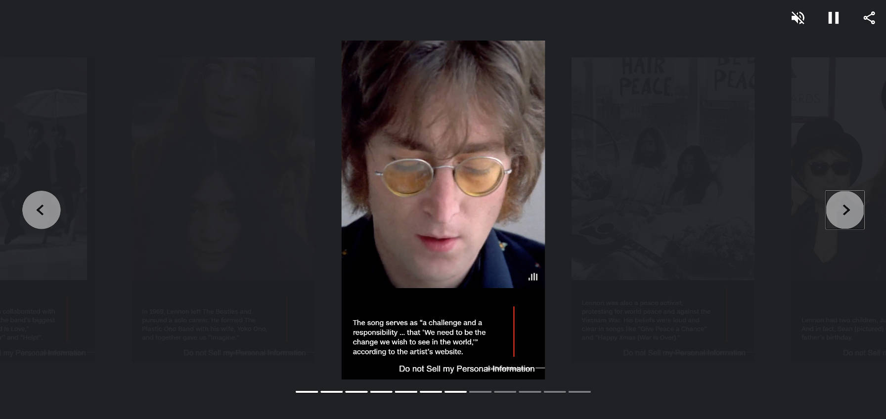 Web Story page from CNN's coverage of John Lennon.