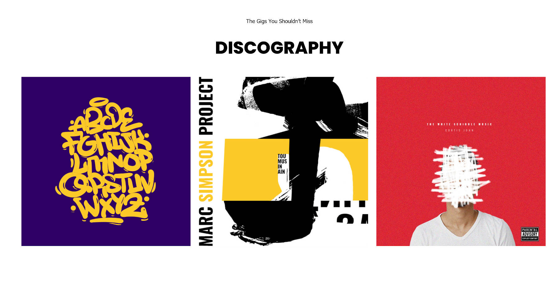 Discography section that lists an artist's albums.