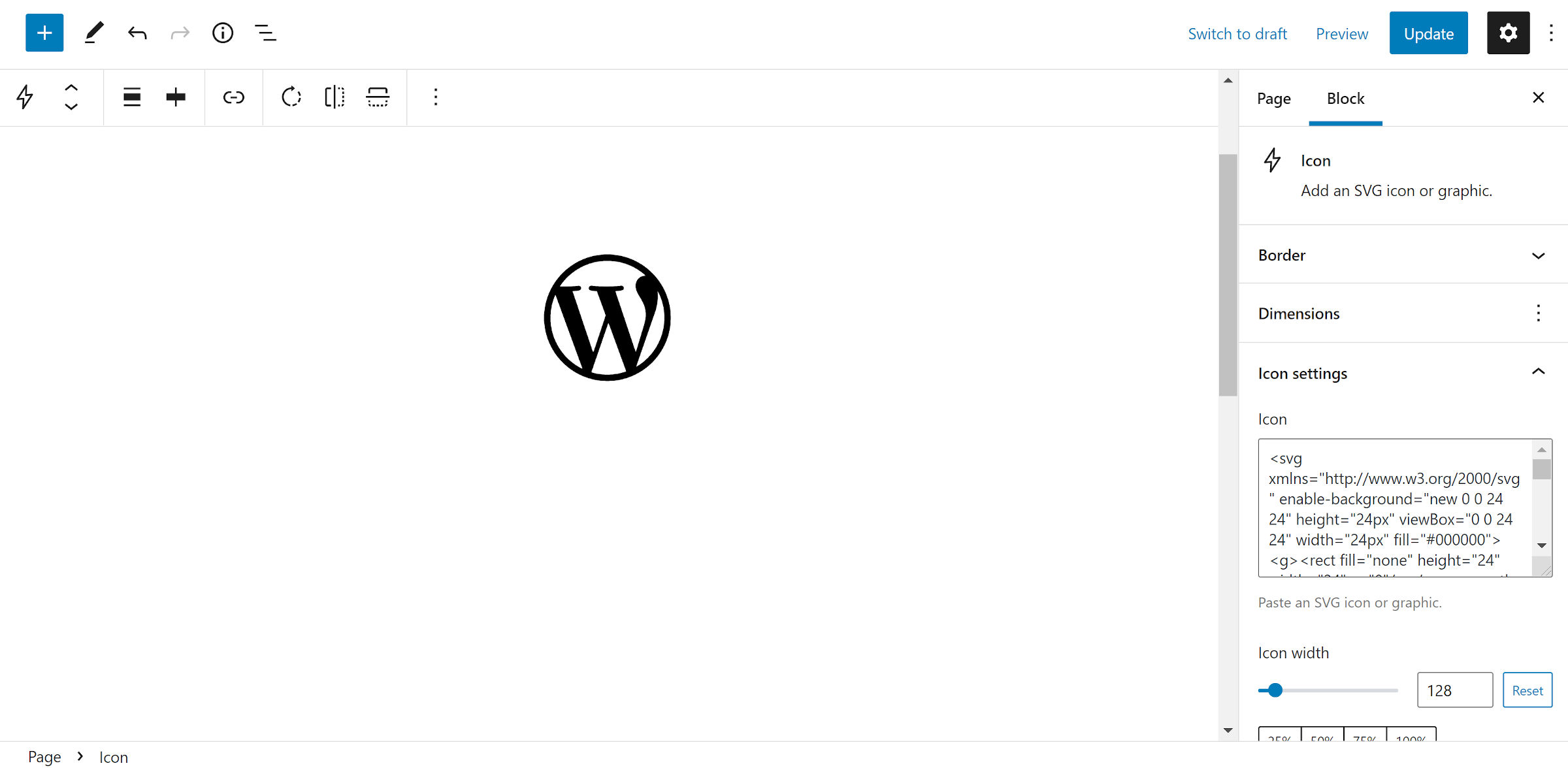 The WordPress logo icon in black.