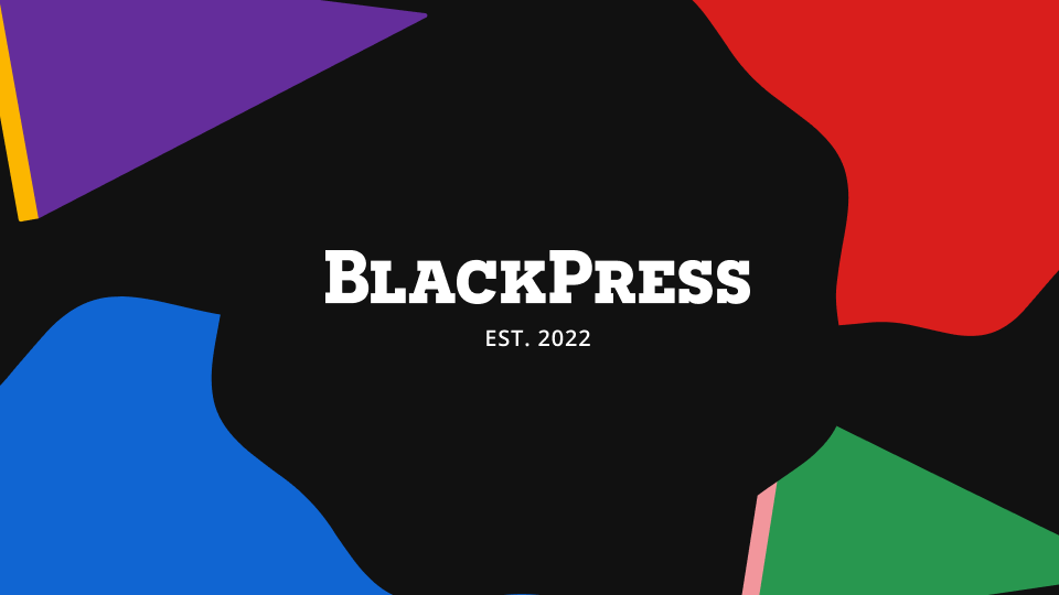 Multicolor logo image. In the center, it reads, "BlackPress Est. 2022".