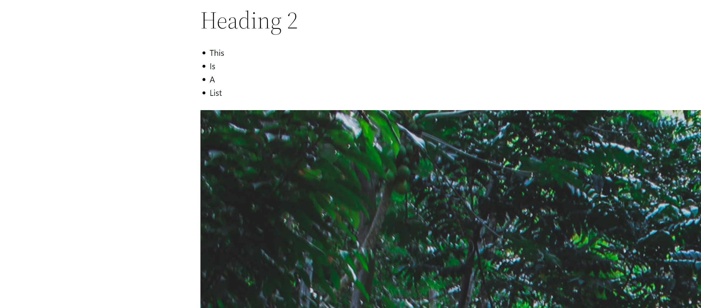 Output del tema Twenty Twenty-Two WordPress in cui un'immagine di grandi dimensioni esce dal contenuto sul lato destro dello schermo.