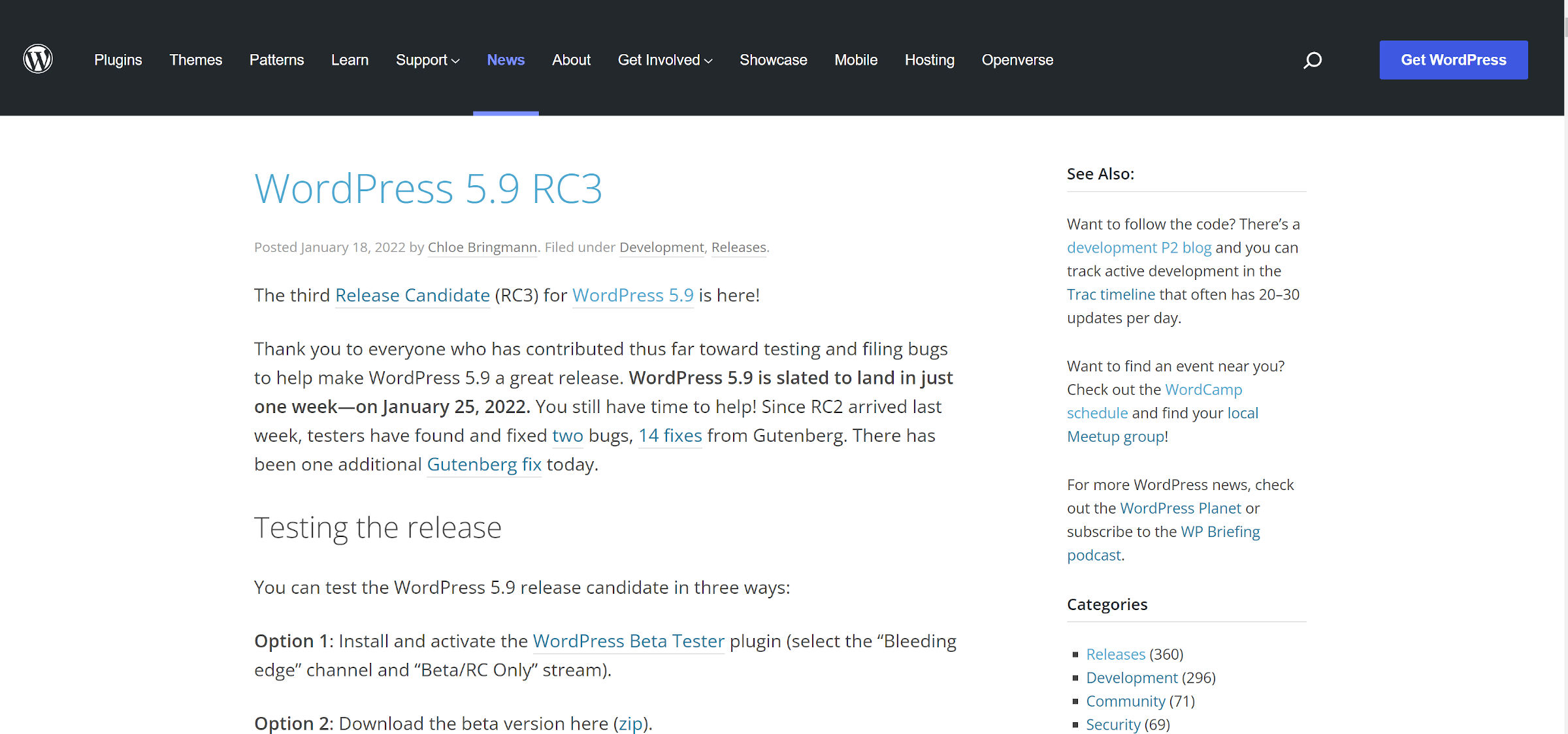 wporg-newspage WordPress.org Gets New Global Header and Footer Design design tips 