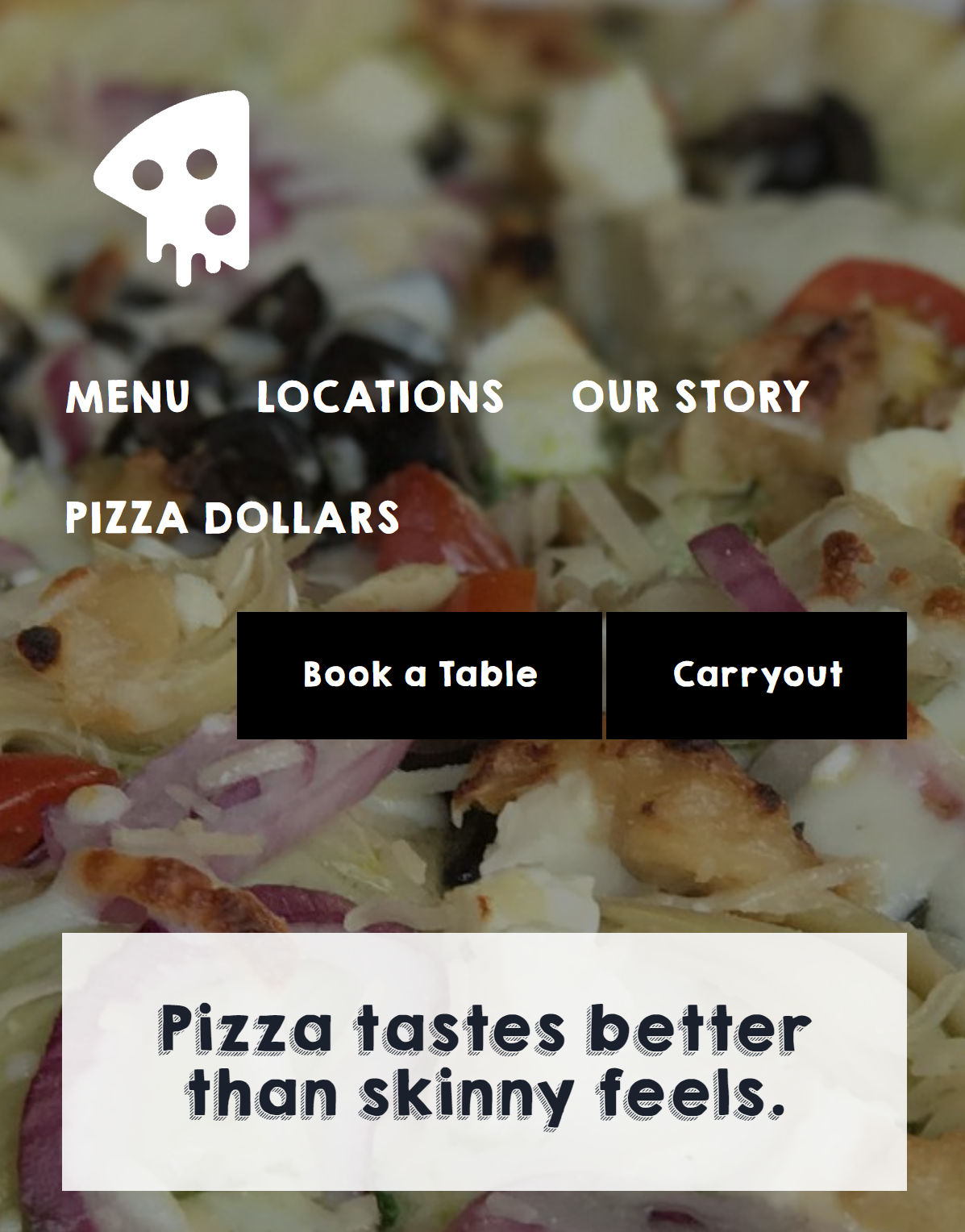 Mobile view of a restaurant header. Menu area is out of alignment.