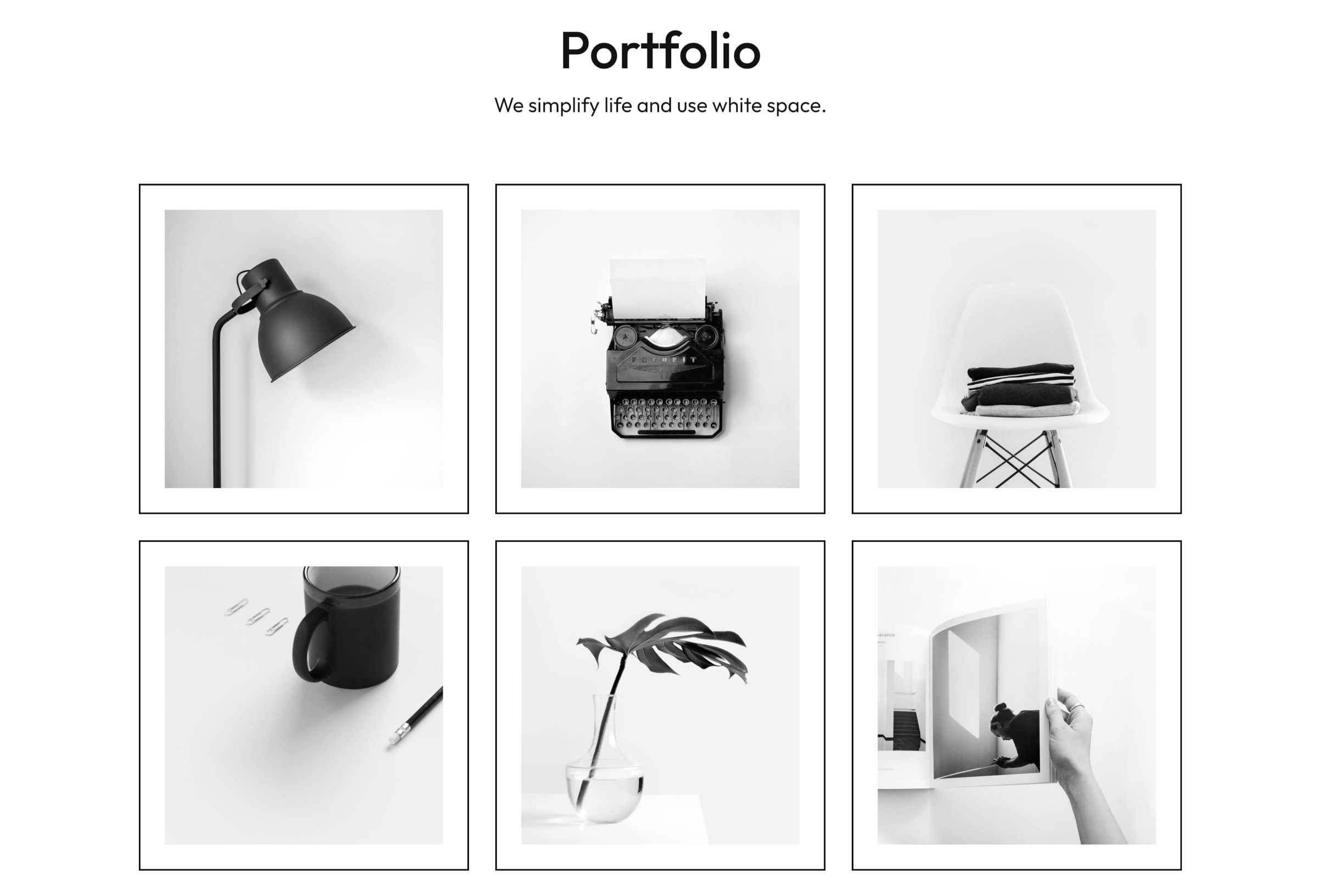 Three-by-three grid of square images in a portfolio-style layout.
