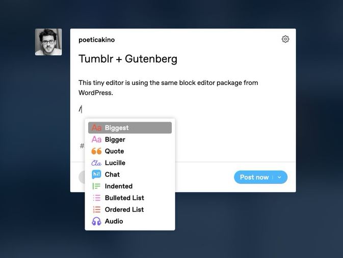 Gutenberg Editor Now In Testing On Tumblr and Day One Web Apps