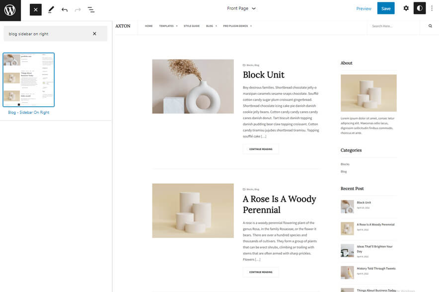 blog-sidebar-on-right Axton: A Free Block-based Portfolio Theme with Full-Site Editing Support design tips  