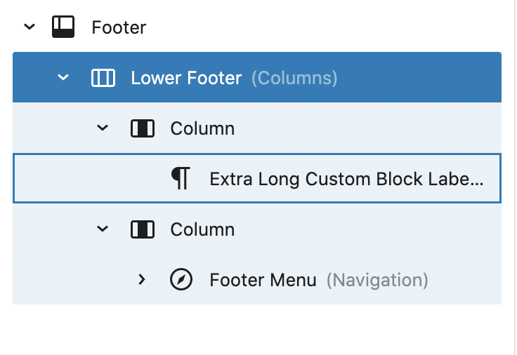 extra-long-label Gutenberg Contributors Experiment with Custom Labeling of Blocks in List View design tips  