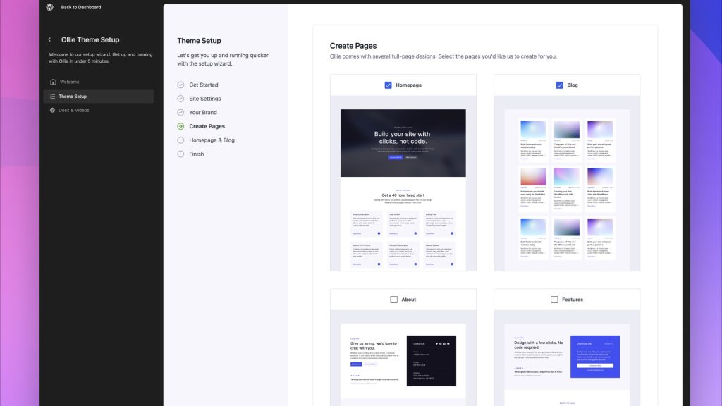Ollie Theme Previews New Onboarding Wizard in Development